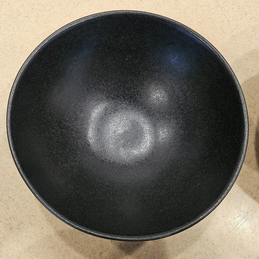 4 MODERN WILLIAMS SONOMA APILCO BLACK REGLISSE FRANCE PORCELAIN SOUP BOWL DISH